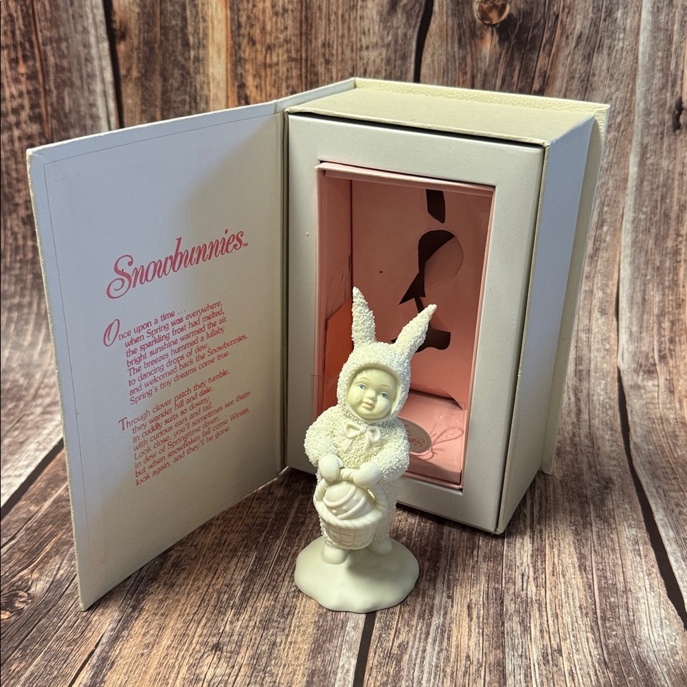 Preowned Dept. 56 Snowbunnies “A Tisket, A Tasket” Figurine Item #PHK2704